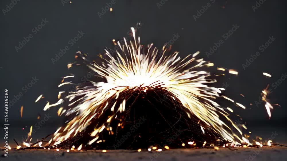 Wall mural a close up of a firework exploding out of a pile of dirt