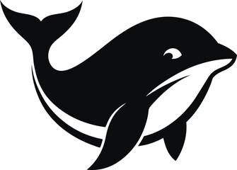 Obraz premium silhouette whale head logo on white background
