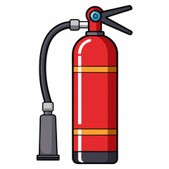 Obraz premium Red fire extinguisher with nozzle detailed vector illustration