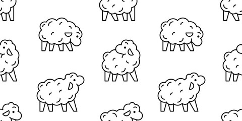 Seamless pattern with Sheep logo. isolated on white background
