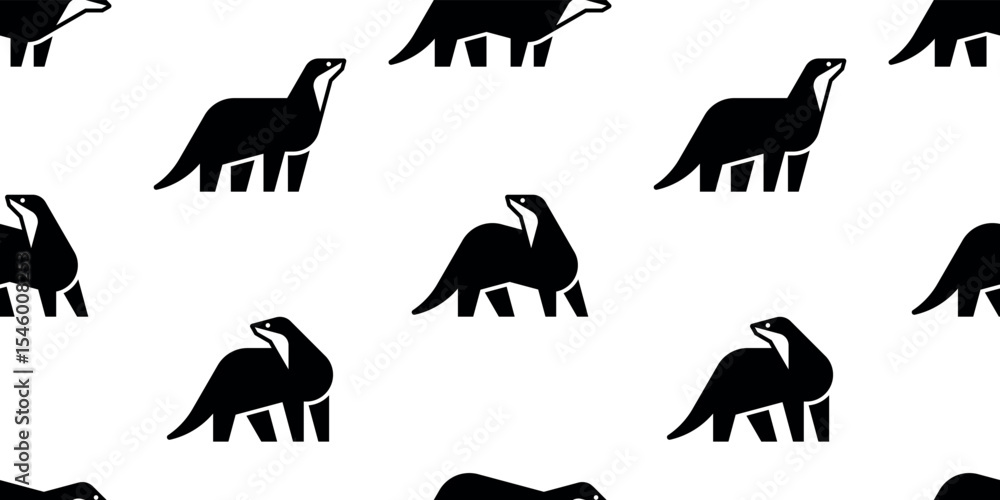 Poster seamless pattern with otter logo. isolated on white background