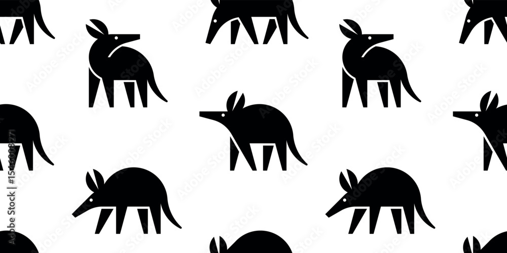 Poster seamless pattern with aardvark logo. isolated on white background