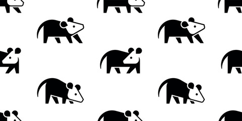 Seamless pattern with Opossum logo. isolated on white background
