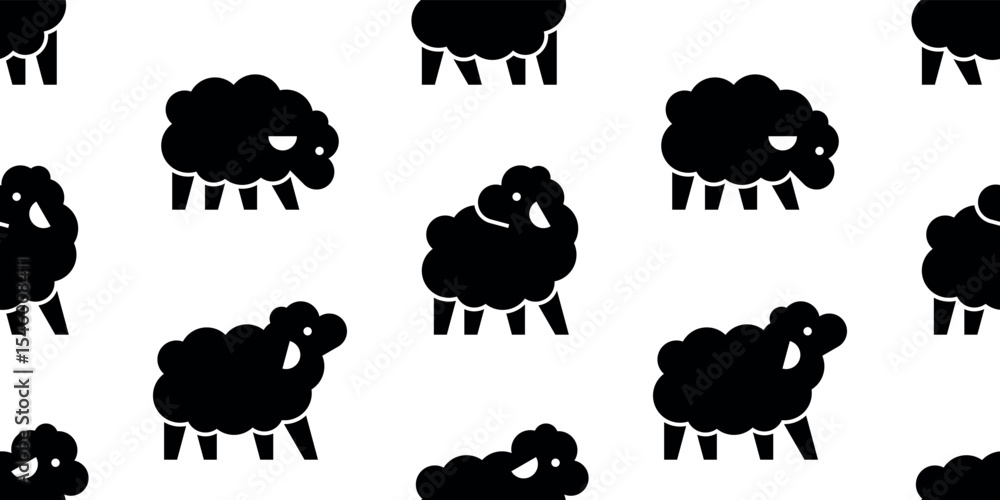 Poster seamless pattern with sheep logo. isolated on white background