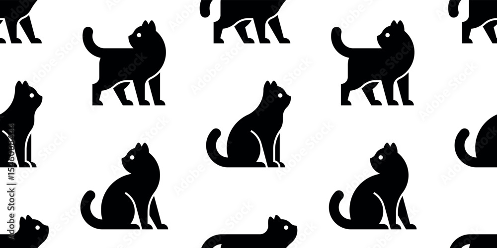 Poster seamless pattern with cat logo. isolated on white background