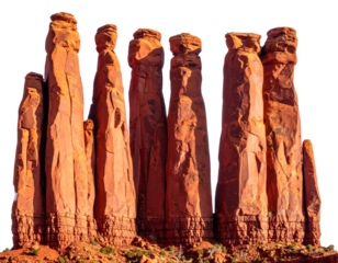  Isolated Group of Ancient Red Rock Pillars with Shadows and Cracks, Transparent Background
