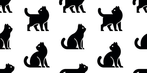 Seamless pattern with Cat logo. isolated on white background
