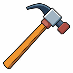 Detailed illustration of a claw hammer angled to the right