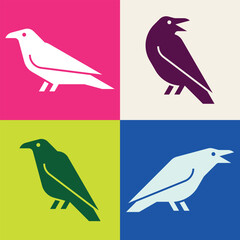Set of Raven logo. Icon design. Template elements
