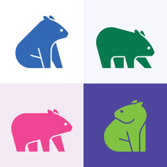 Set of Wombat logo. Icon design. Template elements
