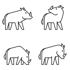 Set of Warthog logo. Icon design. Template elements
