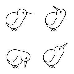 Set of Kiwi bird logo. Icon design. Template elements
