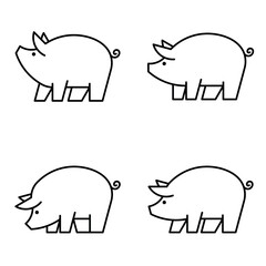 Set of Pig logo. Icon design. Template elements
