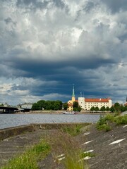 view of the river before a thunderstorm