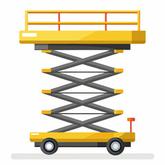 Half raised scissor lift detailed vector illustration of industrial equipment