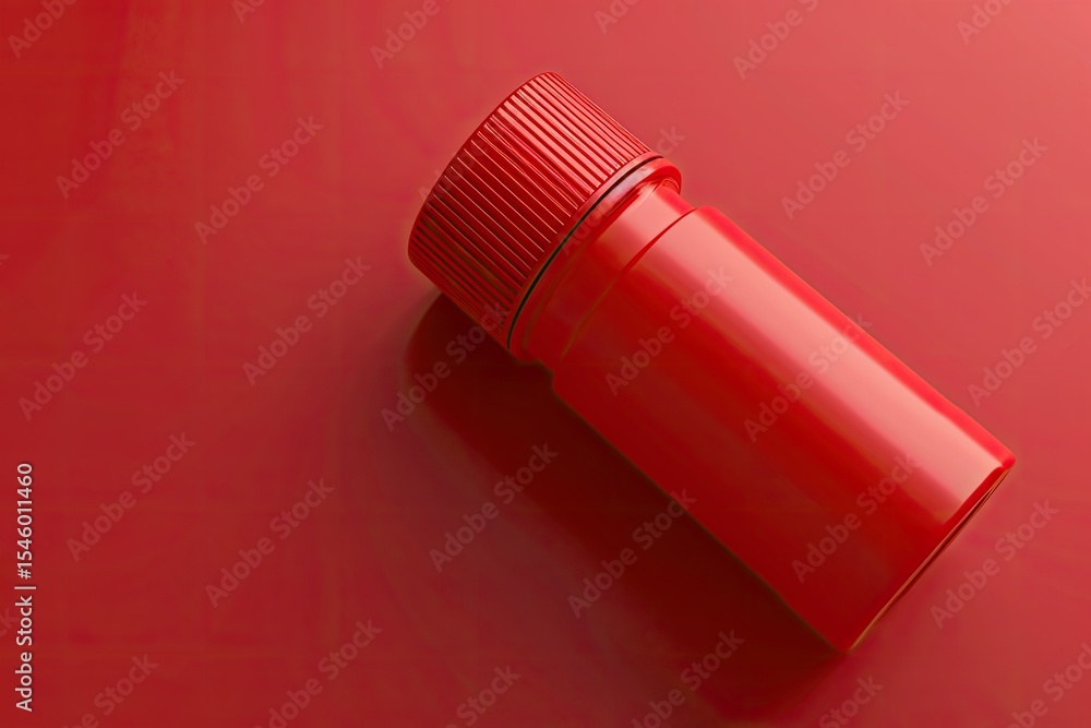 Aufkleber a red plastic object with a red cap and a red plastic object with a red plastic cap