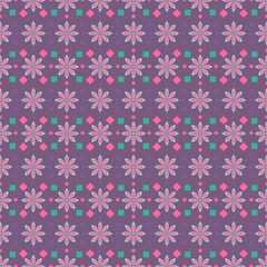 Background floral pattern, fabric design with abstract geometric shapes.