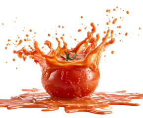 Tomato juice splash with bold red freshness