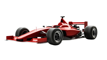 Red Formula 1 Race Car Front and Side View Isolated on White Background