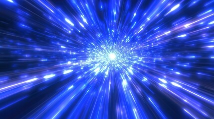 Fototapeta premium Abstract Glowing Blue Speed Lines Streaks on Dark Tech Background - Futuristic Data Flow, Dynamic Motion Concept Background