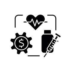 Reservation of medical resources black flat icon for digital and print projects.