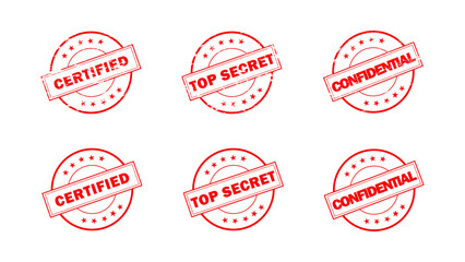 Confidential, Top Secret, Certified round stamp icon grunge distressed style. Red Confidential, Top Secret, Certified seal isolated on white background. Vector illustration.
