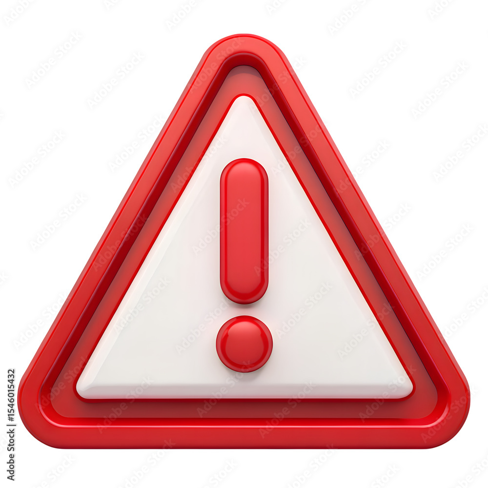 Poster red triangle warning sign exclamation mark isolated on transparent background