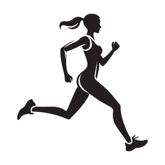 Leisurely lady jogging enjoying a comfortable and unhurried run - lady jogging silhouette - lady jogging Vector - Silhouette of lady jogging
