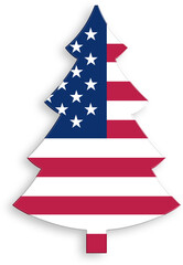 American Flag Christmas Tree Icon 4th of July USA Independence Day Veterans Day