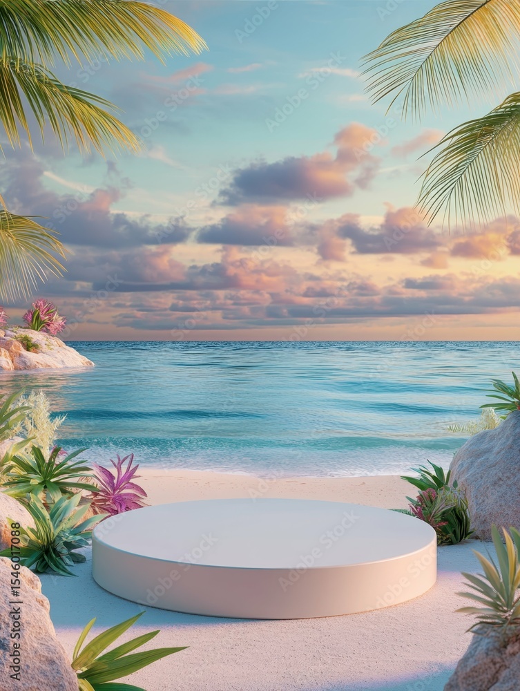 Aufkleber vibrant color picture of circular pedestal or podium for displaying products in 3d with the backgrou