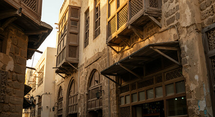 Historic architecture in Jeddah, Saudi Arabia showcasing traditional building design