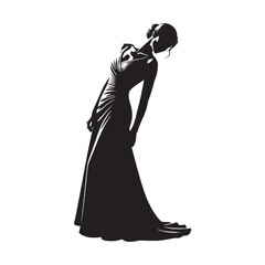 Fototapeta premium Casual woman leaning in a relaxed posture, at ease - woman leaning silhouette - woman leaning Vector - Silhouette of woman leaning 