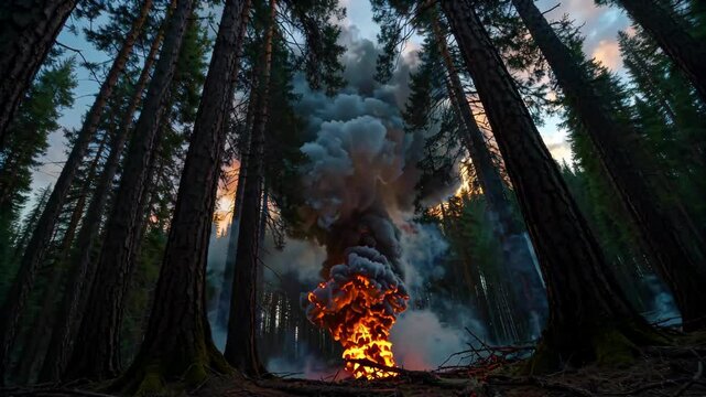 there is a fire hydrant in the middle of a forest