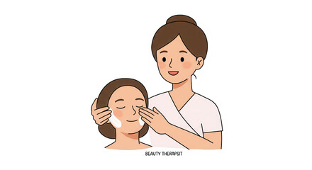 Beauty Therapist Giving Facial Skincare Treatment