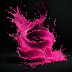Dynamic Pink Fluid Splash on Black Background