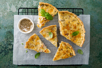 Traditional onion quiche with herbs