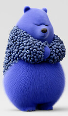 Blueberry bear animated hybrid on white background – surreal fruity animal character for playful design use and healthy diet promoting.