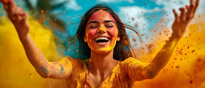 Holi: Woman with colors.