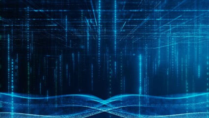 Digital Matrix with Glowing Binary Code and Data Streams Visuals