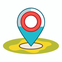 Location pin with surrounding area boundaries map icon