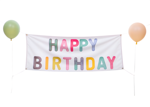 Happy birthday banner with balloons isolated on a white background png