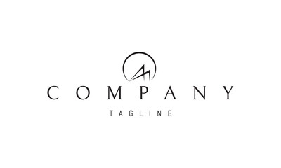 Vector logo with an abstract image of futuristic modern cottages with a sloping roof.