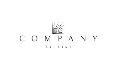 Vector logo with an abstract image of an explosion of light with particles.