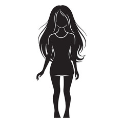 Elfin petite lady moving with a light and graceful charm - petite lady silhouette - petite lady Vector - Silhouette of petite lady
