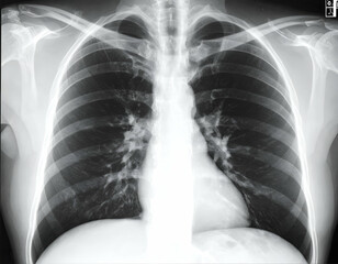 chest x-ray film showing TB infection 