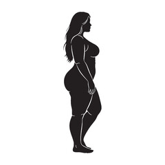 Charming plus size woman with an endearing and delightful presence - plus size woman silhouette - plus size woman Vector - Silhouette of plus size woman
