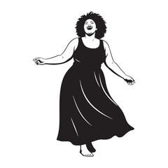 Confident plus size lady with a bold and self-assured presence - plus size lady silhouette - plus size lady Vector - Silhouette of plus size lady
