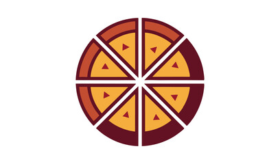 Obraz premium Simple illustration of a pizza sliced into eight