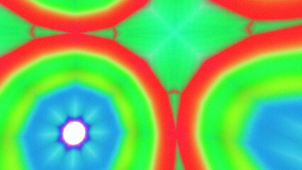 Obraz premium Abstract Radiant Burst with Soft Grain Texture, Symmetrical Glow Pattern in Psychedelic Style, Radiating Circular Abstract with Subtle Noise, Kaleidoscopic Starburst with Gradient Flow
