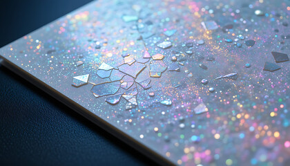 Glistening mosaic of fractured iridescent dreams a canvas of hope and resilience soft ethereal glow